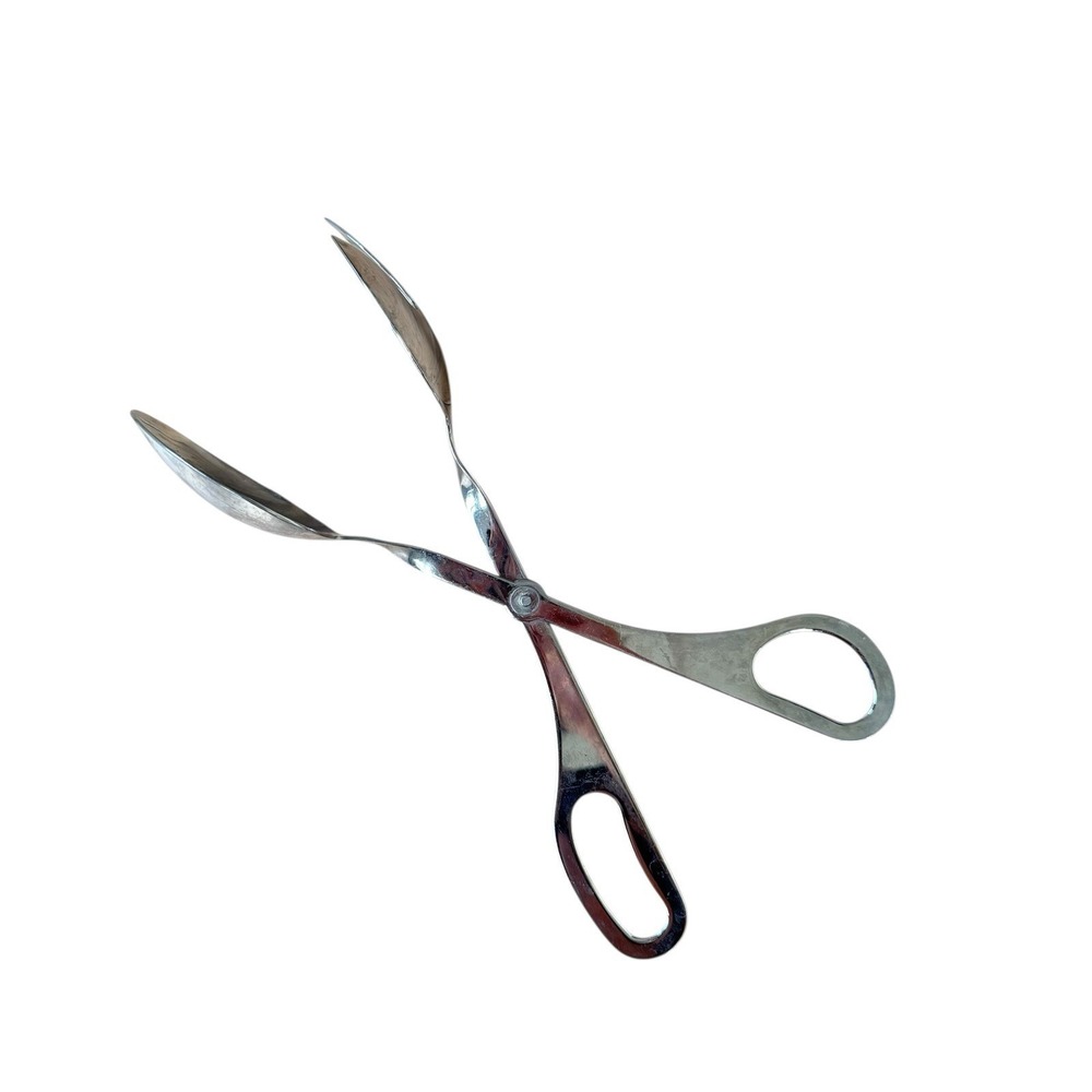 Oneida 18/8 Stainless Steel Salad Serving Tongs Scissor Style 11 3/4" Spoon Fork